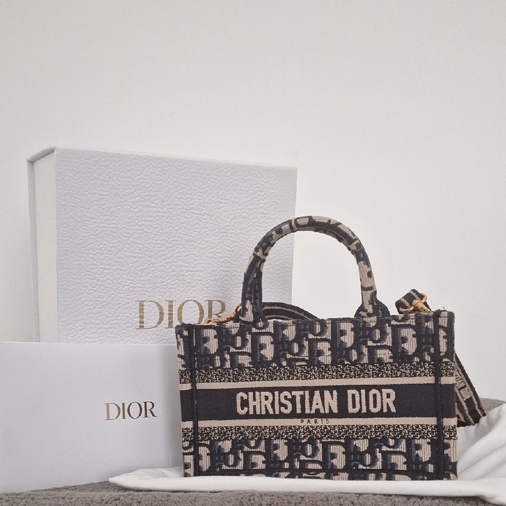 Dior Navy and Cream Mini Book Tote Bag